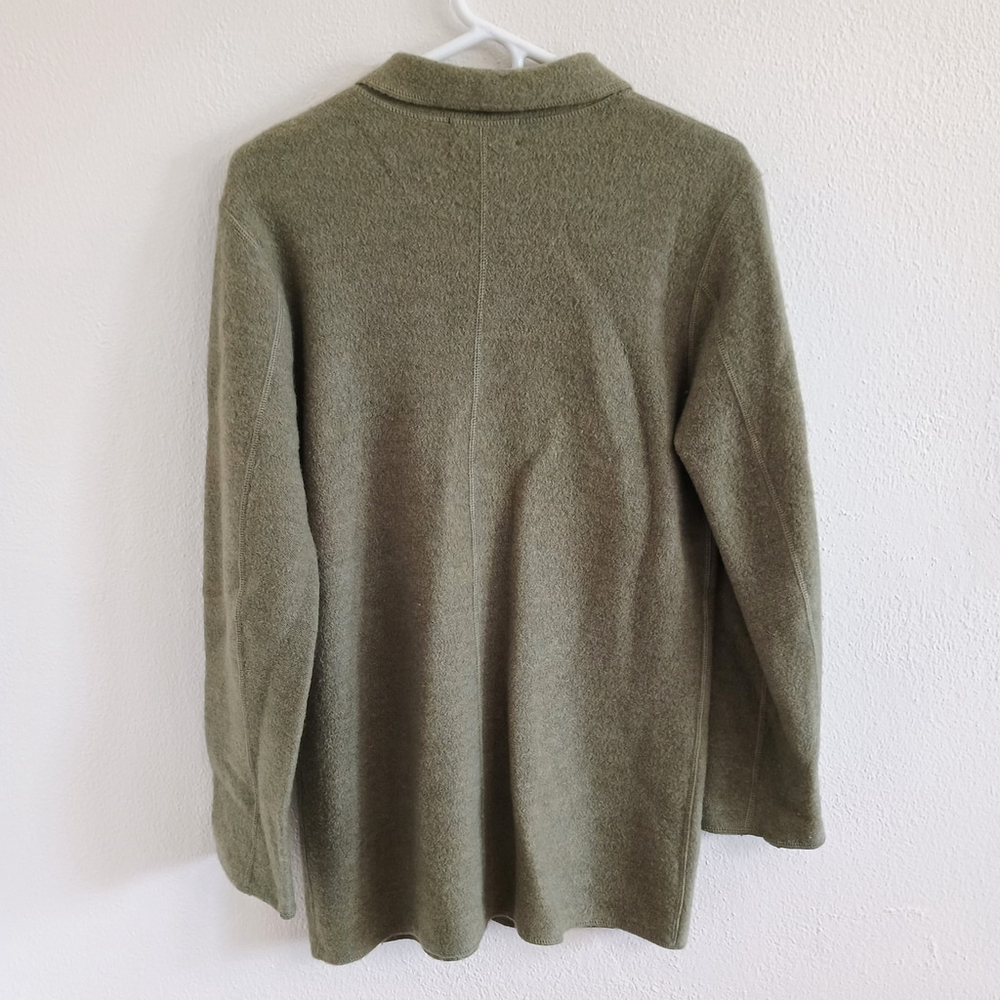 Vintage Charter Club 100% Pure New Wool Button Cardigan Olive Green Womans Small - Picture 3 of 8